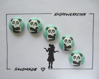 5 Stoffknöpfe 23mm, Buttons,Kinderknöpfe,Tasten,Schaltflächen,Stoffknopf,Stoffknöpfe,Knopf,Knöpfe,Sewing Button,Craft Button,Panda