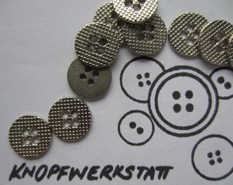 10 metal buttons, 13 or 15 mm, traditional buttons, 4-hole buttons, silver, ornamental, blouse button, shirt button, dirndl