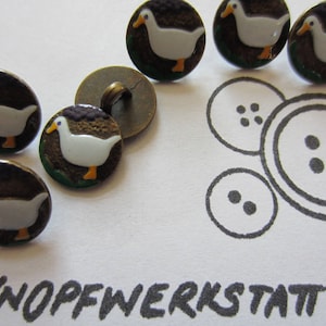 7 metal buttons 12 mm, buttons, traditional buttons, small buttons, metal button, goose motif, blouse button, children&#39;s button, dirndl button, flat