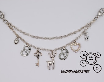 Charivari, mit verschiedenen Charm Anhängern, Dirndlschmuck, Miederschmuck, Dirndl, Tracht, Oktoberfest, Bayern, Frauen Charivari