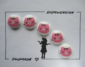 5 Stoffknöpfe 23mm, Buttons,Kinderknöpfe,Tasten,Schaltflächen,Stoffknopf,Stoffknöpfe,Knopf,Knöpfe,Sewing Button,Craft Button,Katze, cat