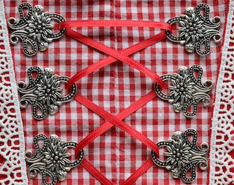 Metal bodice eyelets, 3, 4 or 5 pairs, dirndl eyelets, bodice hooks, lacing eyelets, traditional costume, Middle Ages, Oktoberfest, Bavaria, dirndl, bodice eyelets
