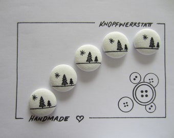 5 Stoffknöpfe 23mm, Buttons,Kinderknöpfe,Tasten,Schaltflächen,Stoffknopf,Stoffknöpfe,Knopf,Knöpfe,Sewing Button,Craft Button,Wald,forest