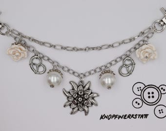 Charivari, mit verschiedenen Charm Anhängern, Dirndlschmuck, Miederschmuck, Dirndl, Tracht, Oktoberfest, Bayern, Frauen Charivari