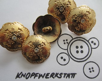 5 metal buttons 18 mm or 23 mm, buttons, traditional buttons, buttons, shank button, jacket button, gold button with 1 rhinestone, half-sphere button, dirndl