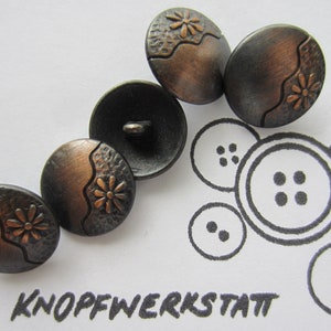 5 metal buttons 18 or 23 mm, buttons, traditional buttons, button, buttons, shank button, copper with motif, metal button, dirndl, flower, jacket button
