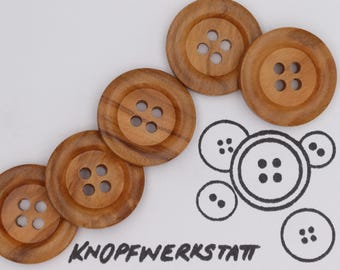 5 wooden buttons 25 mm, button, wooden buttons, button, buttons, sewing button, craft button, wooden button, traditional buttons, natural material, 4 hole button