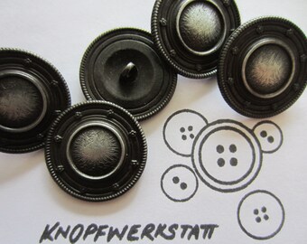 5 metal buttons 28 mm, traditional buttons, flat buttons, shank button, metal button, coat button, silver-blackened, eagle motif, uniform button