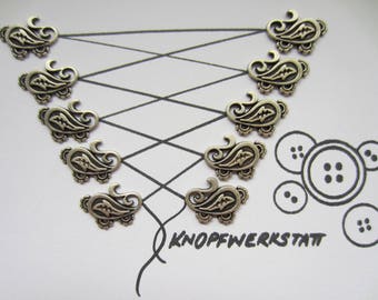 10 metal bodice eyelets (5 pairs), dirndl eyelets, bodice hooks, lacing eyelets, traditional button, metal button, Middle Ages, Oktoberfest, Bavaria, Dirndl