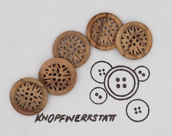 5 wooden buttons 15, 18 or 23 mm, buttons, wooden buttons, buttons, sewing button, craft button, wooden button, traditional buttons, natural material, 4-hole