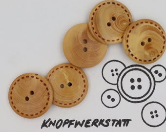 5 wooden buttons 15, 24 mm, button, wooden buttons, buttons, sewing button, craft button, wooden button, traditional buttons, natural material, 2 hole button