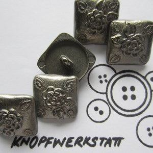 5 metal buttons 20 x 20 mm, buttons, traditional buttons, buttons, shank button, metal button, rose button, blouse button, jacket button, square