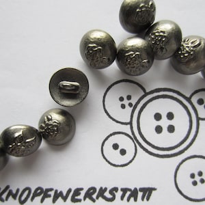 10 metal buttons 12 mm, button, traditional buttons, button, buttons, dirndl button, metal button, rose, blouse button, antique silver, hemisphere, shank button