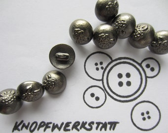 10 metal buttons 12 mm, button, traditional buttons, button, buttons, dirndl button, metal button, rose, blouse button, antique silver, hemisphere, shank button
