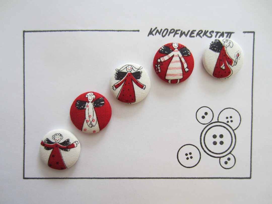 5 Fabric Buttons ANGEL 23 Mm, Buttons, Children's Buttons, Fabric ...