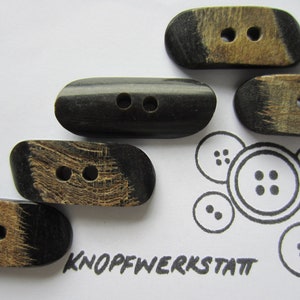 5 horn buttons, buttons, traditional buttons, oval buttons, horn button, natural material, toggle button, jacket button, coat button, brown, 2 hole button