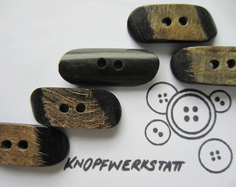 5 horn buttons, traditional buttons, oval buttons, horn button, natural material, toggle button, jacket button, coat button, brown, 2-hole button