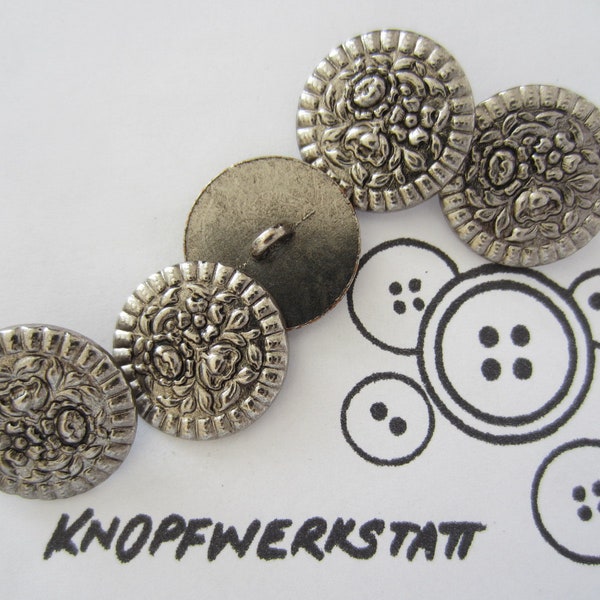 5 boutons en métal 18 ou 20 mm, boutons, boutons de costume, boutons, boutons de boutons, bouton de couture, bouton d’artisanat, bouton de métal, fleur, fleur