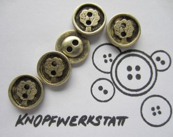 10 metal buttons, 12 or 15 mm, traditional buttons, children's buttons, small buttons, metal button, tree motif, blouse button, 2-hole button