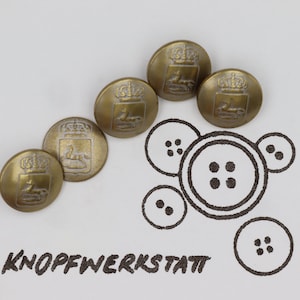 5 metal buttons 15 mm, buttons, gold, craft button, metal button, horse buttons, horse, coat of arms, horse, shirt button, uniform button