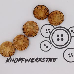 5 wooden buttons 15 mm, buttons, wooden buttons, button, buttons, sewing button, craft button, wooden button, traditional buttons, natural material, light brown