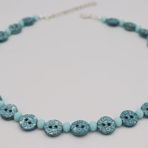 Mother of pearl necklace, button necklace, necklace with pearls and buttons, Perlon necklace, mother of pearl, turquoise necklace, natural material, gift for girlfriend