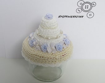 Glas als geldgeschenk, cadeauverpakking, cadeaubonverpakking, cadeau-idee in glas, taart, verjaardag, bruiloft, doop, taart, amigurumi