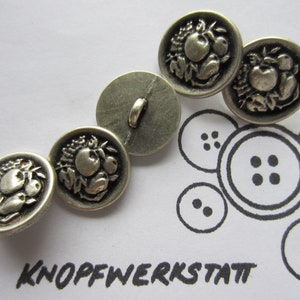 5 metal buttons 18 mm, buttons, costume buttons, buttons, button buttons, sewing button, craft button, cute, metal button, flower, flower, apple