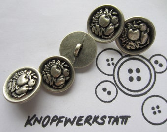 5 metal buttons 18 mm, buttons, costume buttons, buttons, button buttons, sewing button, craft button, cute, metal button, flower, flower, apple