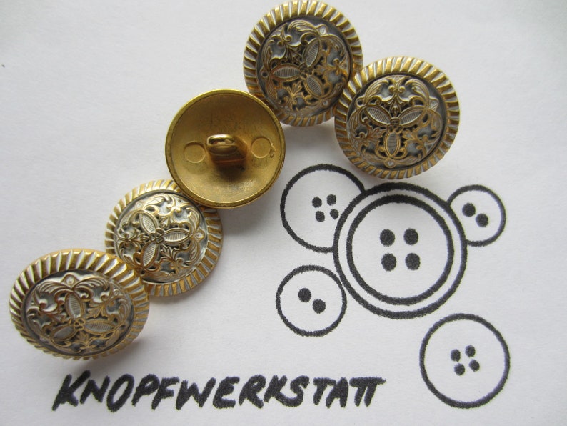 5 Metal Buttons 18 mm,Buttons,Trachtenknöpfe, Buttons, Buttons, Buttons, Sewing Button, Craft Button,metal button,Ornament, Flower,flower image 1