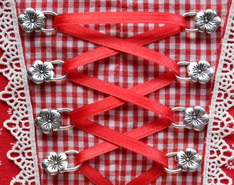 Metal bodice eyelets, 3, 4 or 5 pairs, dirndl eyelets, bodice hooks, lacing eyelets, traditional costume, Middle Ages, Oktoberfest, Bavaria, dirndl, bodice eyelets