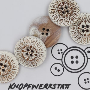 5 wooden buttons 25, 35 mm, buttons, wooden buttons, button, buttons, craft button, wooden button, traditional buttons, natural material, cardigan