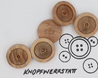 5 wooden buttons 23 mm, button, wooden buttons, button, buttons, sewing button, craft button, wooden button, traditional buttons, natural material, jacket button