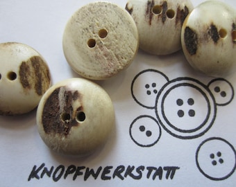5 horn buttons 25 mm, buttons, traditional buttons, domed buttons, 2-hole button, horn button, natural material, coat button, beige-brown
