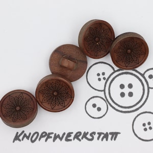 5 wooden buttons 18 mm, buttons, brown, wooden buttons, button, buttons, sewing button, craft button, wooden button, traditional buttons, shank button, shirt