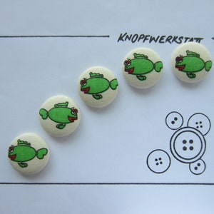 5 fabric buttons FISH 23 mm, buttons, children&#39;s buttons, fabric button, fabric buttons, button, buttons, sewing button, craft button, comic, children&#39;s clothing