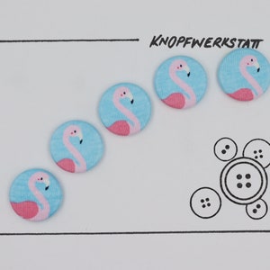 5 fabric buttons FLAMINGO 23 mm, buttons, children&#39;s buttons, fabric button, fabric buttons, button, buttons, sewing button, craft button, children&#39;s clothing,