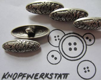 5 metal buttons 23 x 8 mm or 28 x 10 mm buttons, costume buttons, buttons, buttons, buttons, sewing button, craft button, metal button, flower