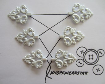6 bodice hooks metal (3 pairs), dirndl hooks, bodice hooks, lace hooks, traditional button, metal button, Middle Ages, Oktoberfest, Bavaria, dirndl
