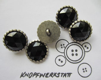 5 metal buttons 16 or 27 mm, buttons, traditional buttons, festive buttons, shank button, metal button, coat button, blouse button, silver-black