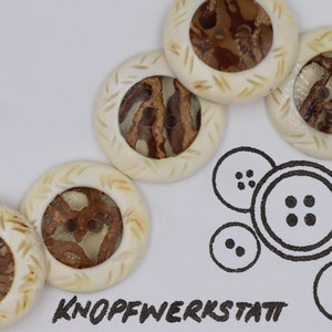 5 horn buttons 19 or 28 mm, buttons, traditional buttons, buttons with inlay, 2-hole button, horn button, natural material, jacket button, beige-brown