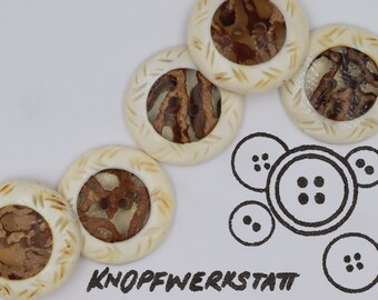 5 horn buttons 19 or 28 mm, buttons, traditional buttons, buttons with inlay, 2-hole button, horn button, natural material, jacket button, beige-brown