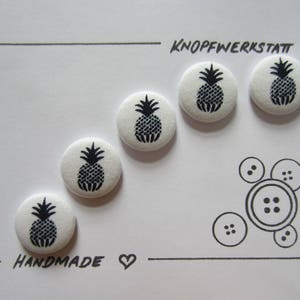 5 Stoffknöpfe ANANAS 23mm, Buttons, Kinderknöpfe, Stoffknöpfe, Knopf, Knöpfe, Sewing Button, Craft Button, Tasche, Kissen, Jacke