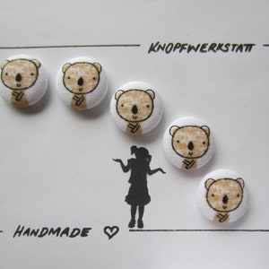 5 fabric buttons BEAR 23 mm, buttons, children&#39;s buttons, fabric button, button, buttons, sewing button, craft button, children&#39;s clothing, bed linen, teddy