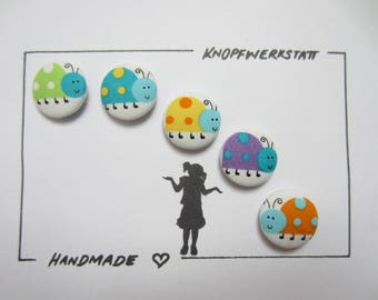 5 Stoffknöpfe 23mm, Buttons,Kinderknöpfe,Tasten,Schaltflächen,Stoffknöpfe,Knopf,Knöpfe,Sewing Button,Craft Button,Käfer,ladybird