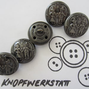5 metal buttons 19 mm, buttons, traditional buttons, buttons, shank button, motif button, lovers&#39; couple, picture button, blouse button, children&#39;s button, dirndl button