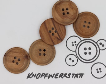 5 boutons en bois 15, 18, 23 mm, boutons, boutons en bois, bouton, boutons, bouton de couture, bouton en bois, boutons traditionnels, bois marron, bouton 4 trous