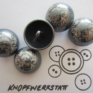 5 metal buttons 23 mm, buttons, traditional buttons, domed buttons, coat of arms button, metal button, dirndl button, jacket button, silver, shank button