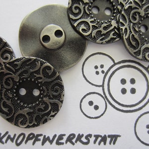 5 metal buttons 18 mm or 27 mm, buttons, traditional buttons, buttons, silver-black, metal button, coat button, blouse button, 2 hole button,