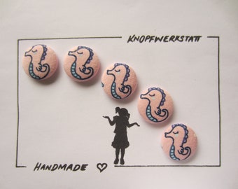 5 fabric buttons SEAHORSE 23 mm, buttons, children's buttons, fabric buttons, button, buttons, sewing button, craft button, sea, children's clothing, jacket